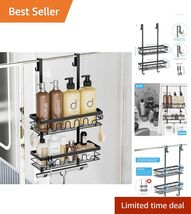 Elegant 3-in-1 Rustproof Shower Caddy for Glass Doors - No Drilling Requ... - $37.57