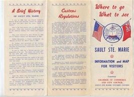 Sault Ste Marie Information and Map for Visitors Brochure 1958 Ontario Canada - £14.24 GBP