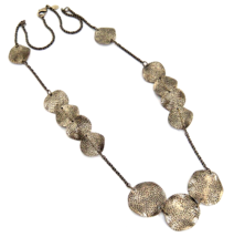 Chico&#39;s Antiqued Gold Metal Discs 34&quot; Necklace Tribal - £11.64 GBP