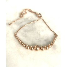 ROSE GOLD PLATED 925 STERLING SILVER BOLO  CLOSURE BEADED  BRACELET SKY - $38.61