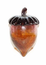 Stunning Crackle Glass Acorn Brown &amp; Amethyst Iridescent PAPERWEIGHT/SCULPTURE - £22.97 GBP
