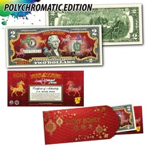 2026 CNY Lunar Chinese New YEAR OF HORSE Polychromatic 8 HORSES $2 Bill RED - $14.95