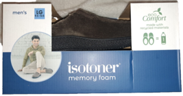 Isotoner Men&#39;s Memory Foam eco Comfort Slippers Large 9.5-10.5 Dark Brown  NEW - £17.64 GBP
