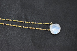 Rainbow Moonstone Necklace-925 Sterling Silver Chain-Heart Briolette Pendant - £29.50 GBP