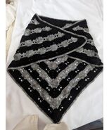 Hand Crocheted Butterfly Pattern Shawl Black and Gray Variegated - $34.95