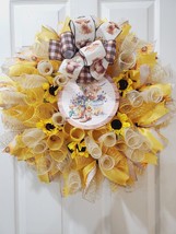Handmade Deco Mesh Highland Cow Sunflower Themed Everyday Wreath 23x23 i... - £36.49 GBP