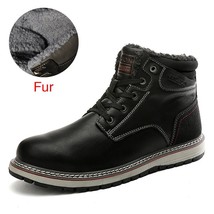 Split Leather Men Boots  Lace-up Waterproof Winter Snow Boots For Men New Classi - £60.03 GBP