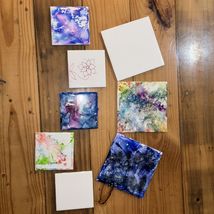 Water colored Ceramic Tiles (handmade painted). - $31.68