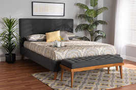 Genna Dark Gray Fabric Upholstered Queen Size 2Pc Bedroom Set - $16,514.86 MXN