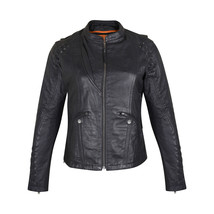 High Mileage Ladies Lightweight Black Goatskin Jacket w/ Grommeted Twill and Lac - £157.73 GBP+