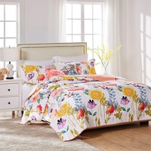 Greenland Home Watercolor Dream Quilt Set, 3-Piece King/Cal King, White ... - £94.09 GBP