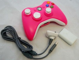 GENUINE Microsoft XBox 360 PINK/White Play &amp; Charge Kit &amp; Wireless Contr... - £36.94 GBP
