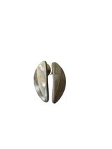 Vintage Iridescent Shell Stud Earrings Oval Mother of Pearl Look Silver ... - $17.10