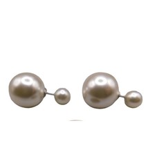 Imitation White Pearls Double Side Studs Pierced Earrings Fashion - £5.94 GBP