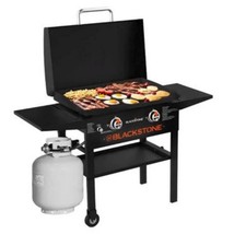 Gas Hood &amp; Side Shelves Heavy Duty Flat Top Griddle Grill Station For Ki... - £523.46 GBP