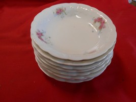 Beautiful ELBOGEN China-Pink Flowers-Made in AUSTRIA-Set of 8 BERRY BOWL... - $27.43