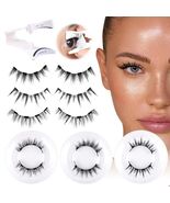 wiwoseo Magnetic Eyelashes 3 Pairs Clear Band Reusable Natural Look - $77.15 MXN
