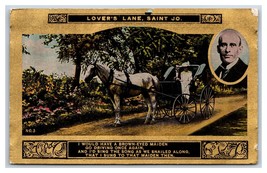 Lovers Lane Saint Jo Poem by Eugene Field Carriage Ride Romance DB Postc... - $4.96