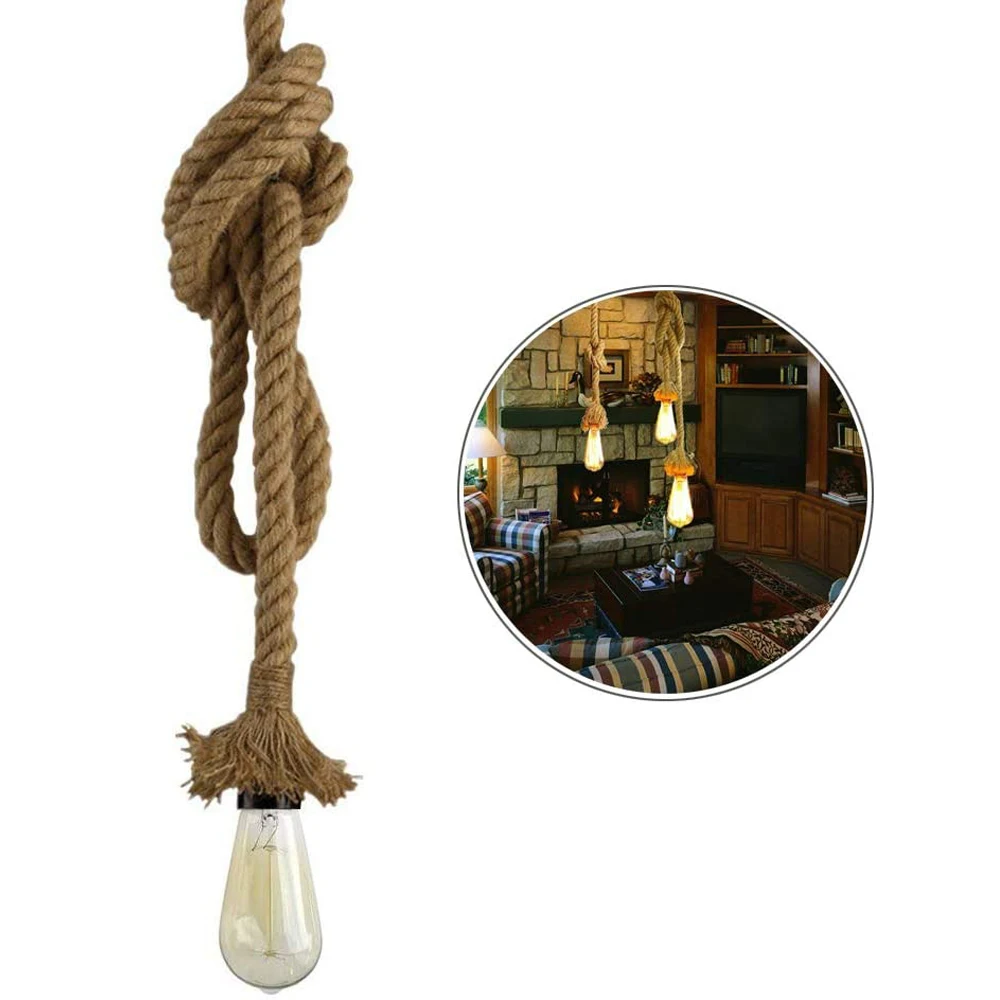  Hemp Rope Pendant Lights Vintage Loft Industrial Hanging Lamp Country Style Hom - £147.41 GBP