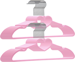 Plastic Hangers 20 Pack, Pink Hangers Ultra Thin Space Saving-Heart Shap - $759.82 MXN