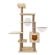 177 cm Cat Tree Tower Large Cat Wooden Cat Condo Climbing Frame Heavy Duty Tower - £357.66 GBP