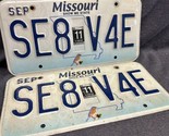 2011 Missouri license plates set of 2 - SE8 V4E - Bluebird September - $11.88