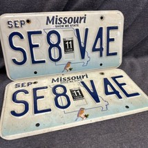 2011 Missouri license plates set of 2 - SE8 V4E - Bluebird September - £9.34 GBP