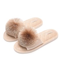 Girls Open Toe Fuzzy Fur Slippers Slides Fish Mouth Tassel Ball Platform Shoes - £26.33 GBP