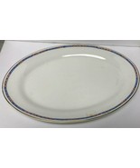 Vintage Crooksville China Co. Meat Platter w/ Blue and Floral Border, 15.5&quot; - £15.69 GBP