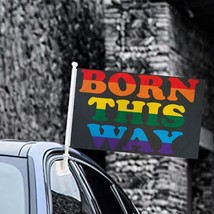Rainbow Born This Way Pride 12X18 Inch 12&quot; x 18&quot; Car Flag Heavy Duty Bra... - $5.35