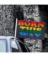 Rainbow Born This Way Pride 12X18 Inch 12&quot; x 18&quot; Car Flag Heavy Duty Bra... - $5.35