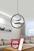 3 Color Modern Pendant Lamp LED Chandelier with Remote Control Black Case - £44.82 GBP