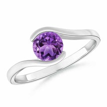 ANGARA Semi Bezel-Set Solitaire Round Amethyst Bypass Ring for Women in 14K Gold - £403.13 GBP