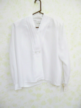 Vintage women&#39;s Lauren Lee sheer white LS V neck dressy blouse Size 10 NOS NWT - £12.57 GBP