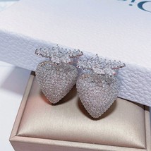 Fashion Luxury Big Cubic Zirconia Pink Strawberry Earring for Women - £38.48 GBP