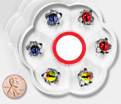 NAIL CHARM ALLOY &amp; RESIN Cat Eye, Purple, Red, Rainbow - 6 pcs - $16.00