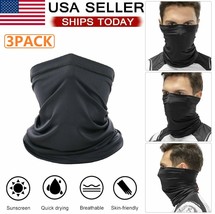 3 Pcs Black Neck Gaiter Tube Scarf Face Mask For Motorcycle Cycling Band... - £14.06 GBP
