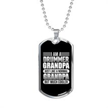 Drummer Necklace Drummer Grandpa Necklace Stainless Steel or 18k Gold Dog Tag 2 - £37.32 GBP+