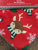 Dog Christmas Holiday Bandana Small / Reindeer And Snowflake Pattern/1102 - $22.72