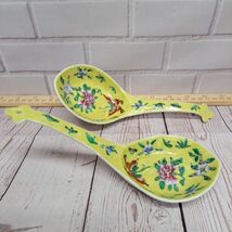 VTG (2) ACF Hong Kong Porcelain Large Spoons Or Wall Decor, Yellow Flora... - $14.68