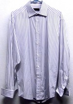 Canali Mens (41/16) BUTTON-FRONT Lavender &amp; Gray Striped L/S Cotton Shirt Italy - £17.26 GBP