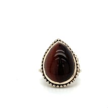 Vintage Signed 925 dP Doug Paulus Rare Red Tiger&#39;s Eye Stone Ring Band sz 6 1/4 - £51.43 GBP