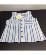 REWIND Women&#39;s Blue Stripe Sleeveless Button Front Blouse Size M NWT MSR... - £7.82 GBP