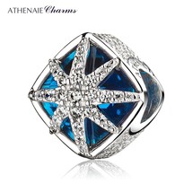 925 Sterling Silver Glacial Beauty Charms Blue Crystals &amp; CZ  Snowflake Pendants - £42.55 GBP