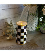 Black and White Checked Candle 5&quot; Courtly Candle LED Battery Checkered C... - £21.55 GBP