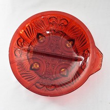 Vintage Ruby Red Candy Nut Trinket Plate Dish With Divider - £19.77 GBP