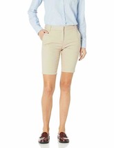 IZOD Junior&#39;s Uniform Stretch Twill Skinny Bermuda Short, Khaki, 3 Beige... - $13.85