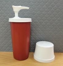 Vintage 3 pc Tupperware Dispenser Pump Ketchup Soap Lotions Red body White Lid - £7.72 GBP