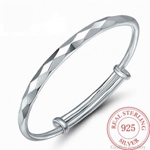 Fashion 925 Stamp Silver Color Woman Cuff Bracelet The diamonated Shaped Adjusta - £9.69 GBP