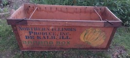 Antique Wooden Banana Box Crate Northern IL Produce Inc Dekalb - £258.18 GBP